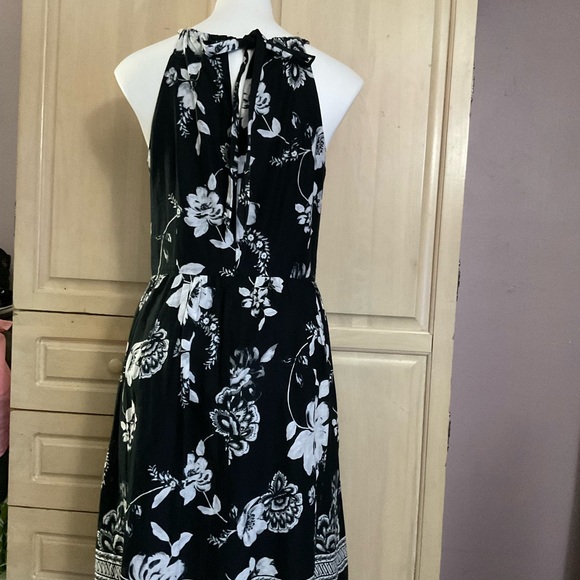 White Black Dress Sz 10 Floral Rockabilly Pin-up - Picture 7 of 7